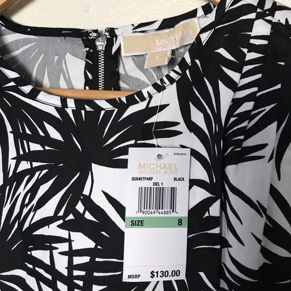Michael Kors Black and White Palm Trees Top 8 - Picture 2 of 6